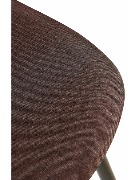 Chaise moderne Dossier matelassé en Tissu Marron Métal Noir Silvia  - 5