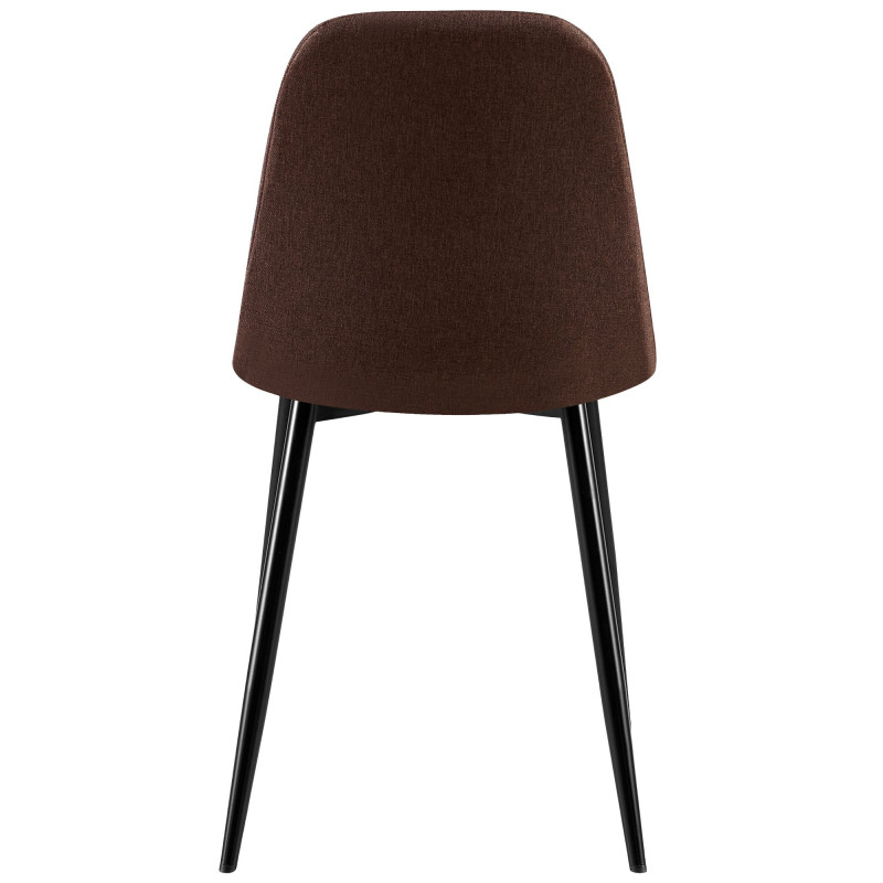 Chaise moderne Dossier matelassé en Tissu Marron Métal Noir Silvia  - 3
