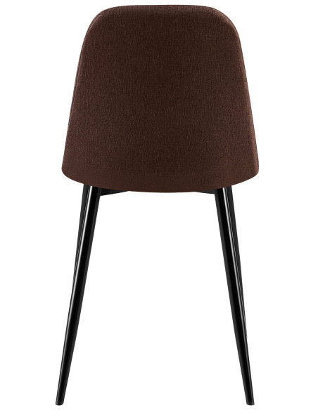Chaise moderne Dossier matelassé en Tissu Marron Métal Noir Silvia  - 3