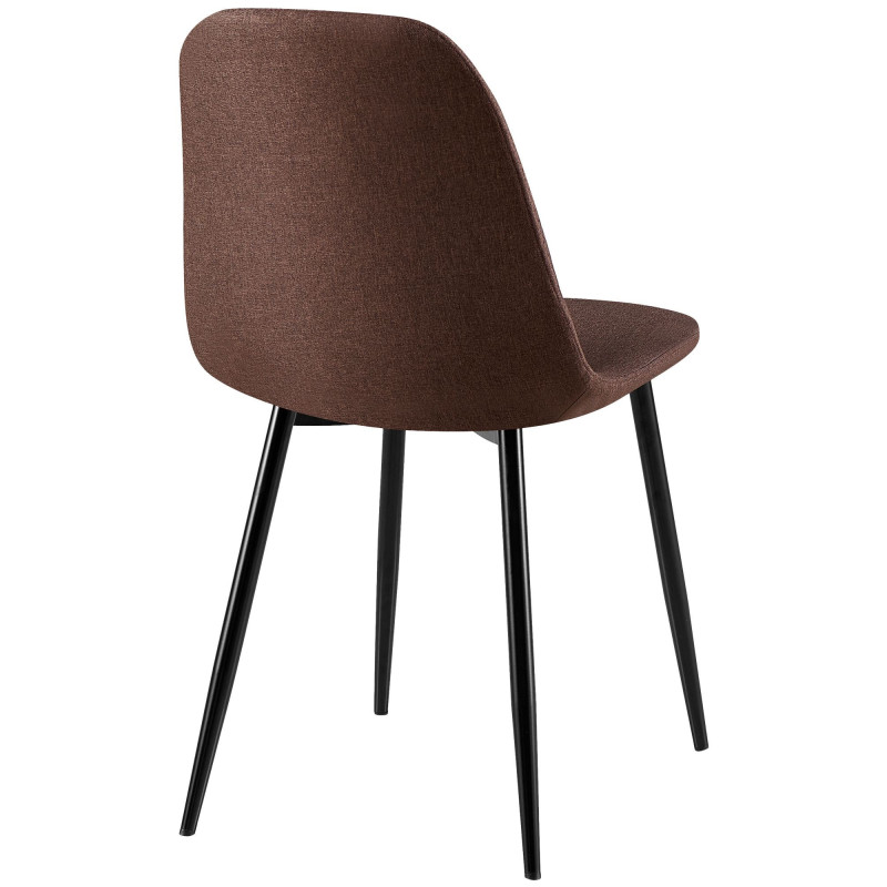 Chaise moderne Dossier matelassé en Tissu Marron Métal Noir Silvia  - 2