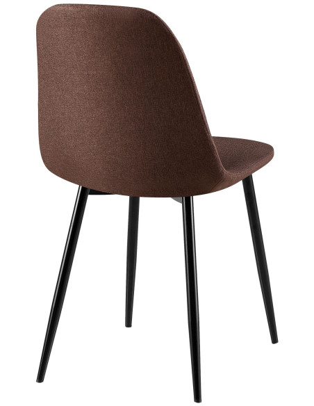 Chaise moderne Dossier matelassé en Tissu Marron Métal Noir Silvia  - 2
