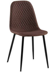 Chaise moderne Dossier matelassé en Tissu Marron Métal Noir Silvia  - 1