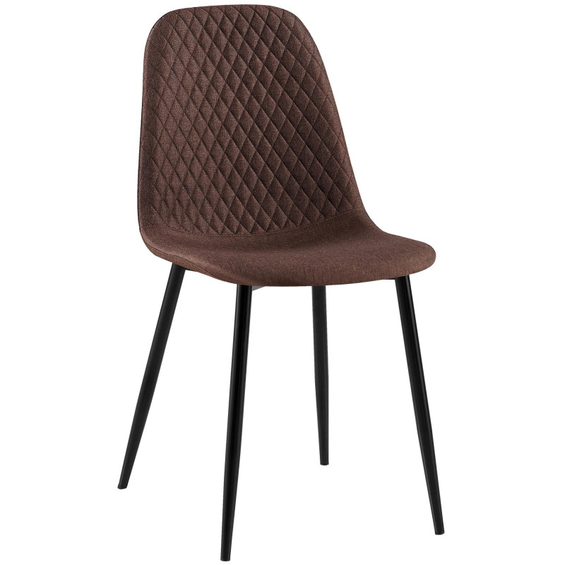 Chaise moderne Dossier matelassé en Tissu Marron Métal Noir Silvia  - 1