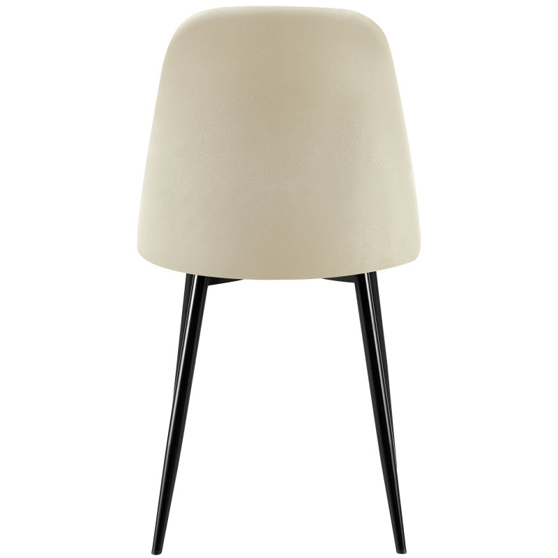 Chaise moderne Dossier matelassé en Tissu Blanc crème Métal Noir Silvia - 3