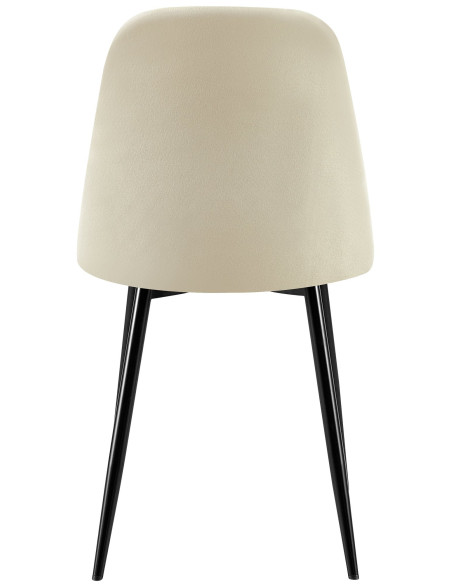 Chaise moderne Dossier matelassé en Tissu Blanc crème Métal Noir Silvia - 3