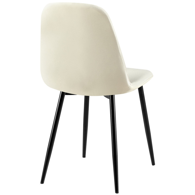 Chaise moderne Dossier matelassé en Tissu Blanc crème Métal Noir Silvia - 2