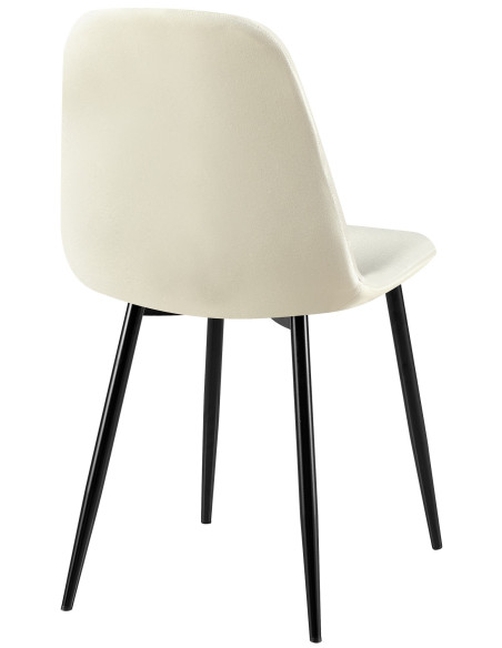 Chaise moderne Dossier matelassé en Tissu Blanc crème Métal Noir Silvia - 2