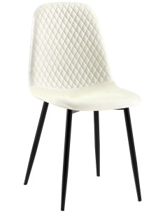 Chaise moderne Dossier matelassé en Tissu Blanc crème Métal Noir Silvia - 1