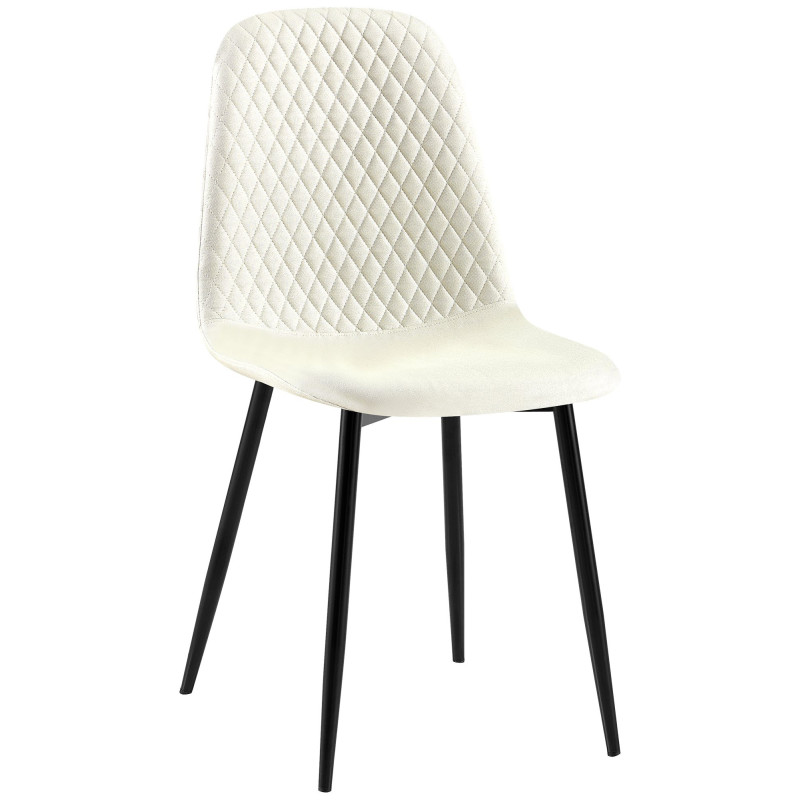 Chaise moderne Dossier matelassé en Tissu Blanc crème Métal Noir Silvia - 1