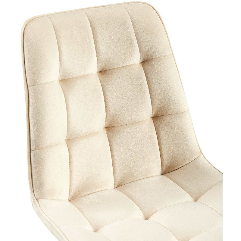 Chaise moderne capitonnée en Velours Blanc crème Métal Noir Lorveth - 3