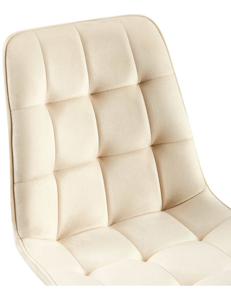 Chaise moderne capitonnée en Velours Blanc crème Métal Noir Lorveth - 3