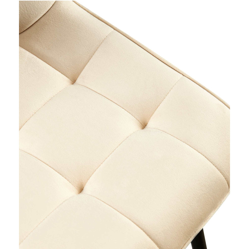 Chaise moderne capitonnée en Velours Blanc crème Métal Noir Lorveth - 4