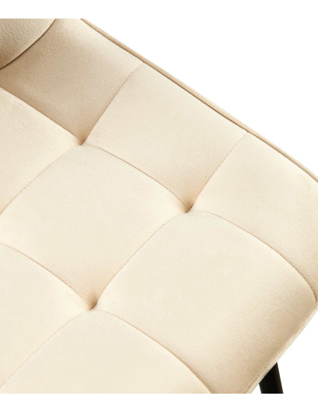 Chaise moderne capitonnée en Velours Blanc crème Métal Noir Lorveth - 4