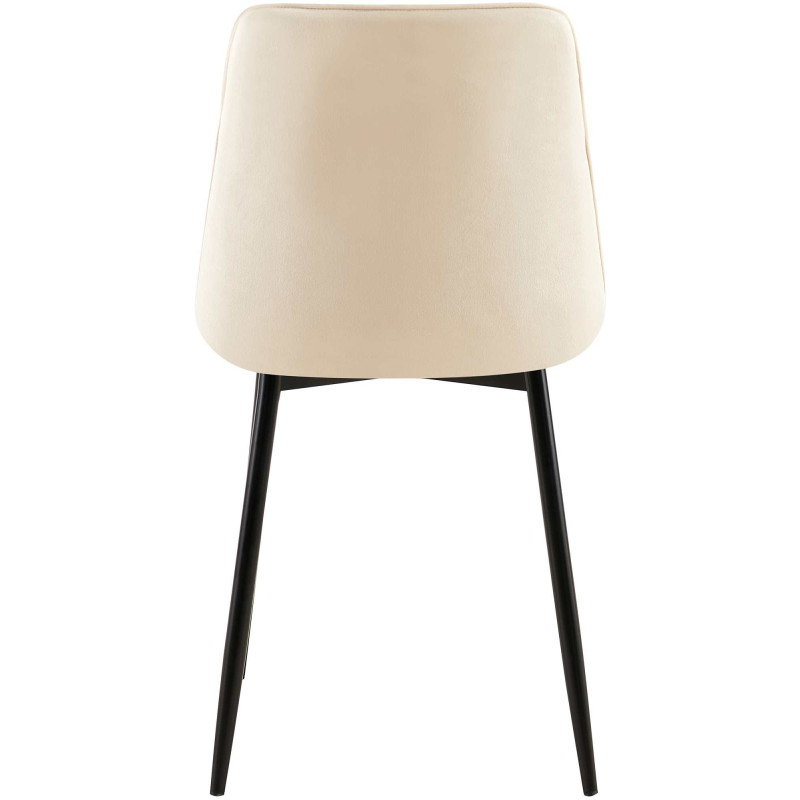 Chaise moderne capitonnée en Velours Blanc crème Métal Noir Lorveth - 5
