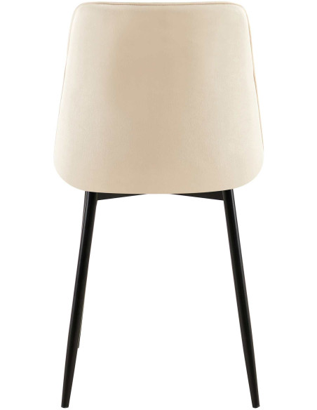 Chaise moderne capitonnée en Velours Blanc crème Métal Noir Lorveth - 5