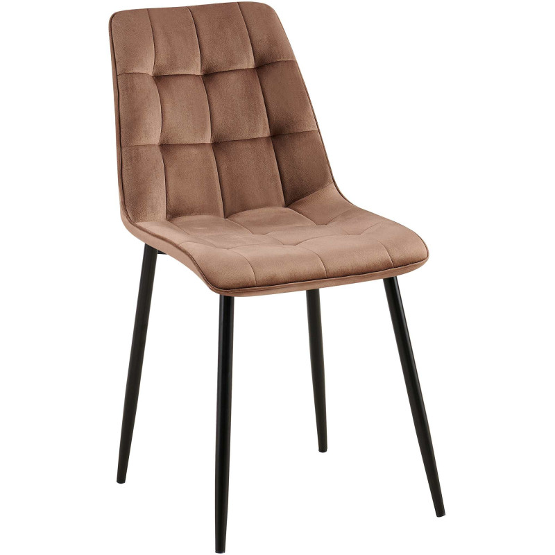 Chaise moderne capitonnée en Velours Marron Métal Noir Lorveth - 1