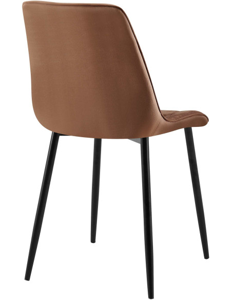 Chaise moderne capitonnée en Velours Marron Métal Noir Lorveth - 2
