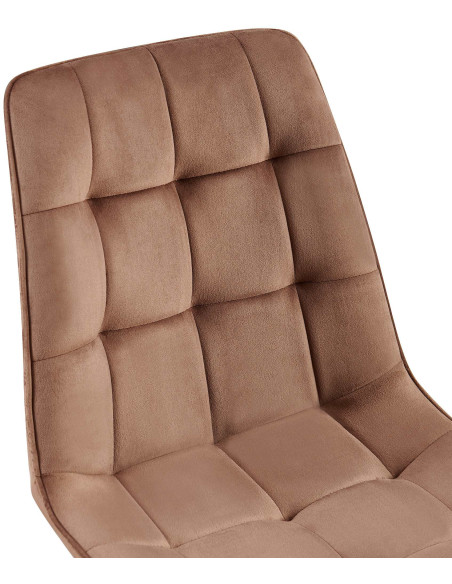 Chaise moderne capitonnée en Velours Marron Métal Noir Lorveth - 3