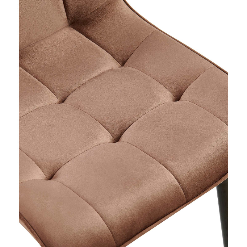 Chaise moderne capitonnée en Velours Marron Métal Noir Lorveth - 4