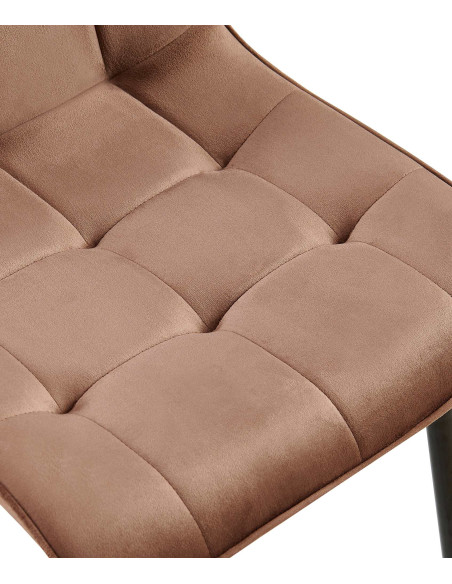 Chaise moderne capitonnée en Velours Marron Métal Noir Lorveth - 4