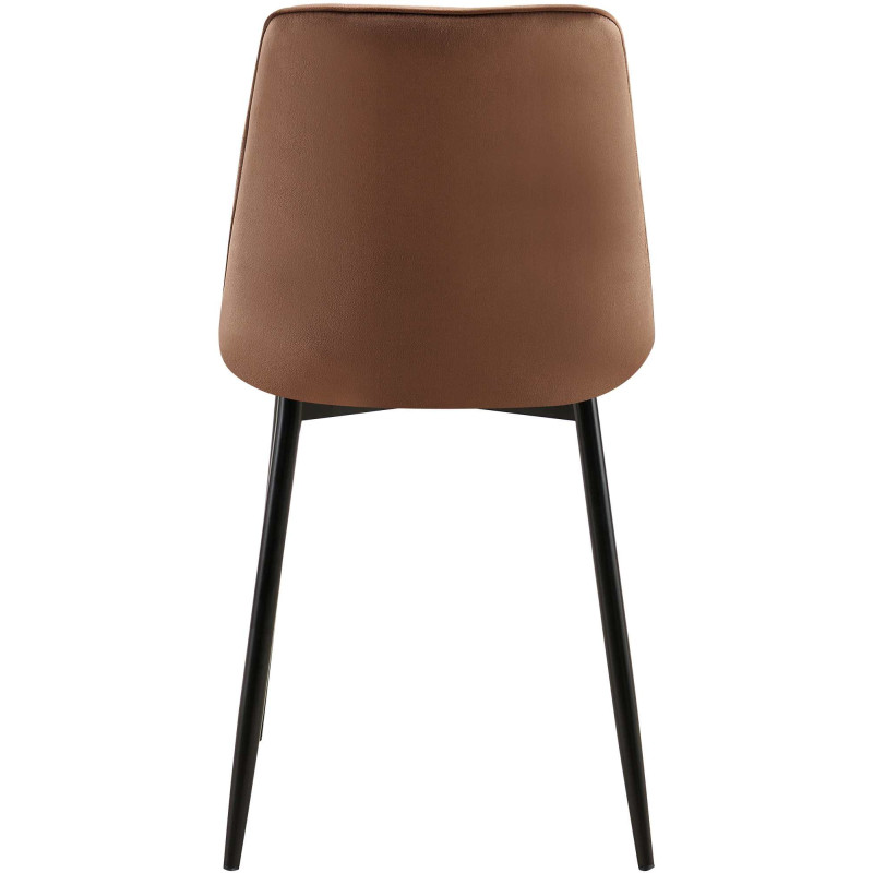 Chaise moderne capitonnée en Velours Marron Métal Noir Lorveth - 5