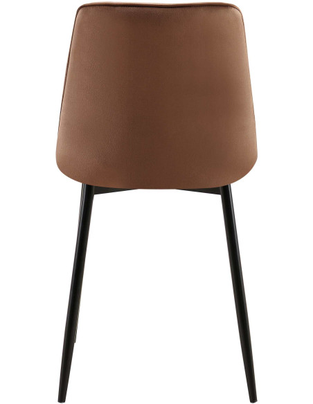 Chaise moderne capitonnée en Velours Marron Métal Noir Lorveth - 5