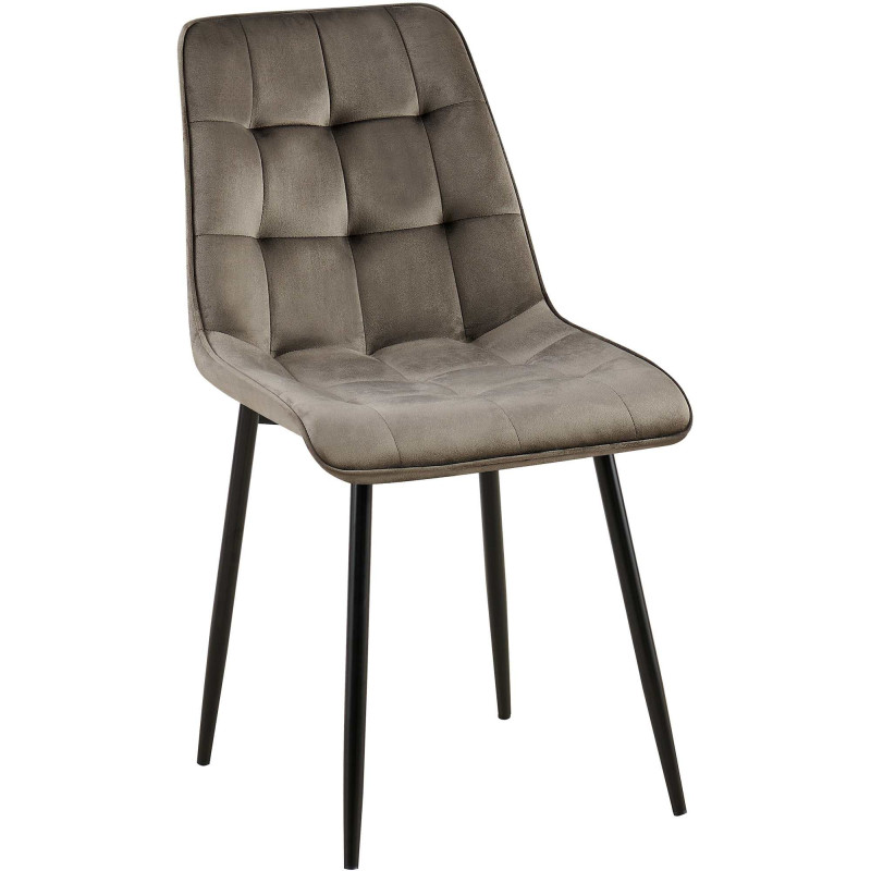 Chaise moderne capitonnée en Velours Anthracite Métal Noir Lorveth - 1