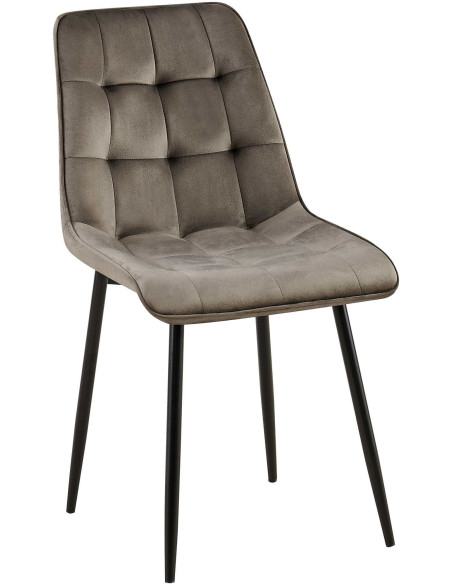 Chaise moderne capitonnée en Velours Anthracite Métal Noir Lorveth - 1