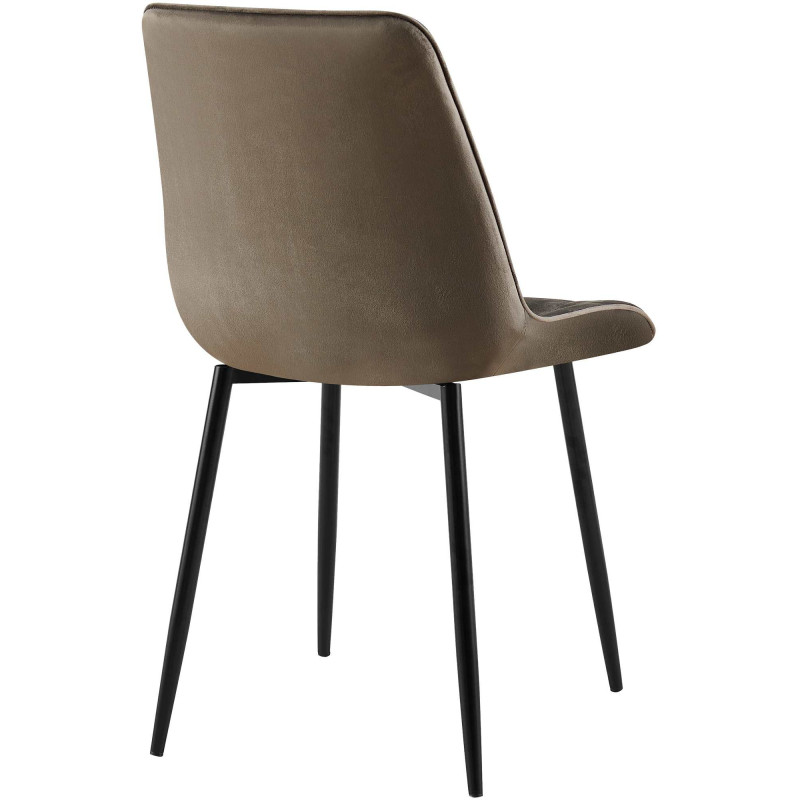 Chaise moderne capitonnée en Velours Anthracite Métal Noir Lorveth - 2