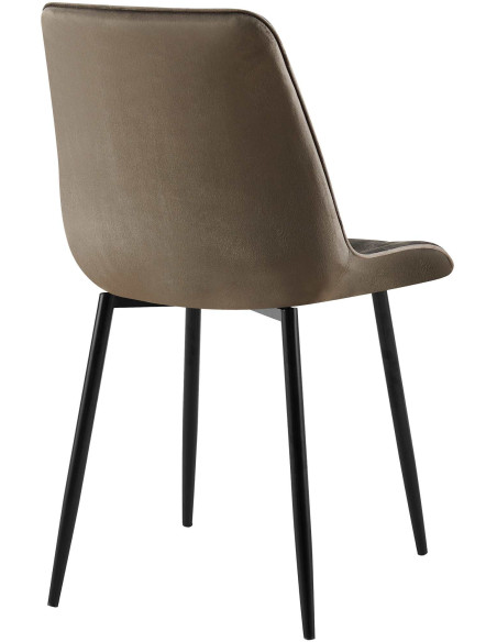 Chaise moderne capitonnée en Velours Anthracite Métal Noir Lorveth - 2