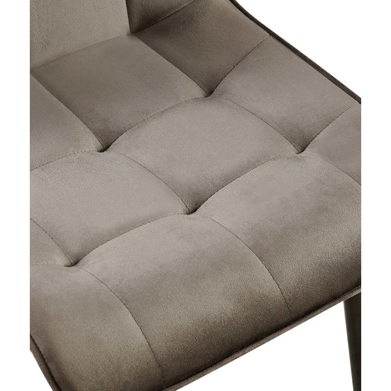 Chaise moderne capitonnée en Velours Anthracite Métal Noir Lorveth - 4