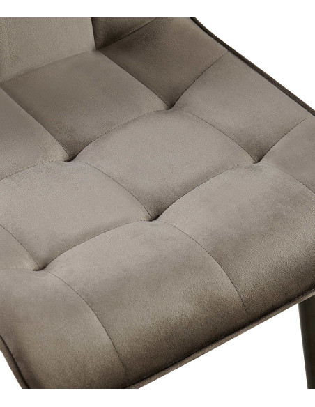 Chaise moderne capitonnée en Velours Anthracite Métal Noir Lorveth - 4