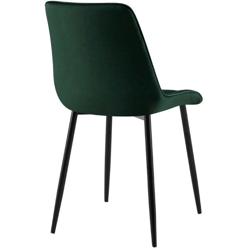 Chaise moderne capitonnée en Velours Vert Métal Noir Lorveth - 2