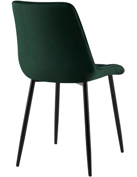 Chaise moderne capitonnée en Velours Vert Métal Noir Lorveth - 2