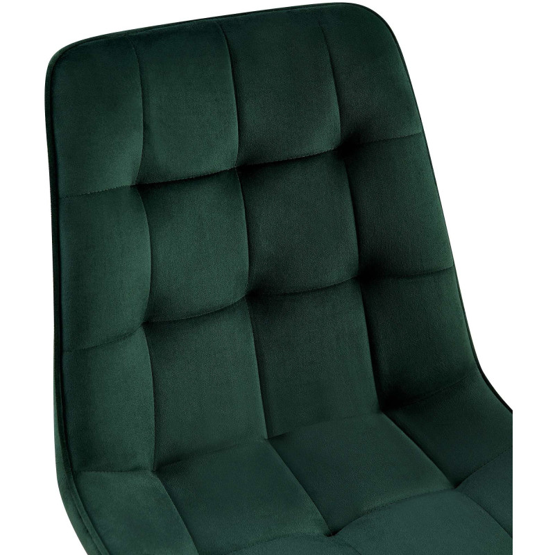 Chaise moderne capitonnée en Velours Vert Métal Noir Lorveth - 3