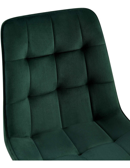 Chaise moderne capitonnée en Velours Vert Métal Noir Lorveth - 3