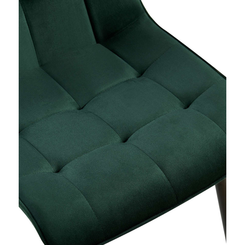 Chaise moderne capitonnée en Velours Vert Métal Noir Lorveth - 4