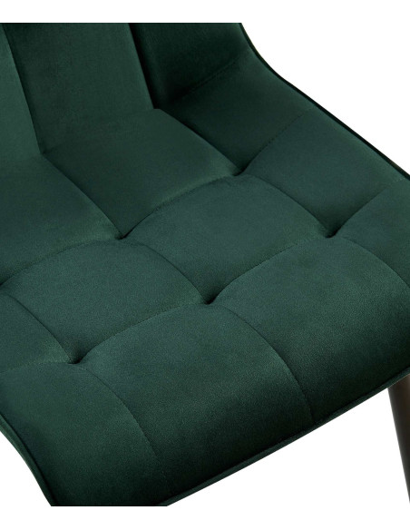 Chaise moderne capitonnée en Velours Vert Métal Noir Lorveth - 4