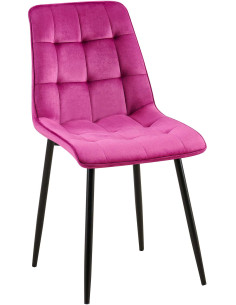 Chaise moderne capitonnée en Velours Lilas Métal Noir Lorveth - 1