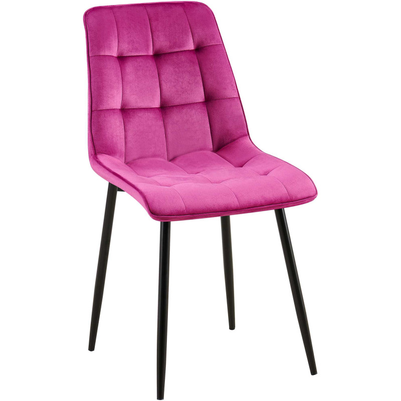 Chaise moderne capitonnée en Velours Lilas Métal Noir Lorveth - 1