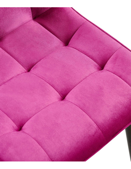 Chaise moderne capitonnée en Velours Lilas Métal Noir Lorveth - 4