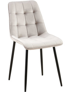 Chaise moderne capitonnée en Velours Gris Métal Noir Lorveth - 1