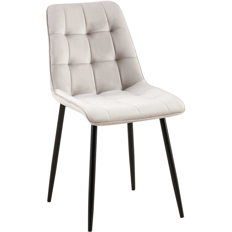Chaise moderne capitonnée en Velours Gris Métal Noir Lorveth - 1