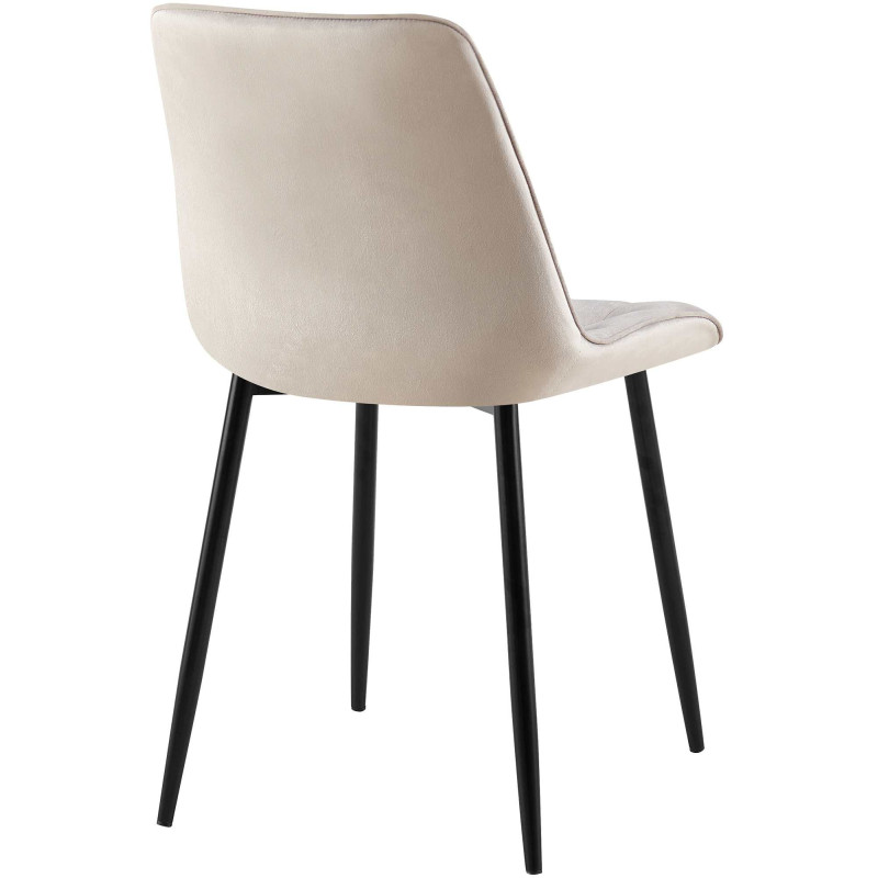 Chaise moderne capitonnée en Velours Gris Métal Noir Lorveth - 2