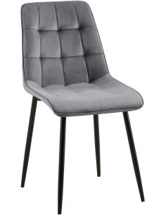 Chaise moderne capitonnée en Velours Gris foncé Métal Noir Lorveth - 1