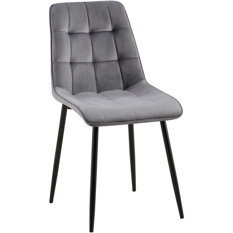 Chaise moderne capitonnée en Velours Gris foncé Métal Noir Lorveth - 1