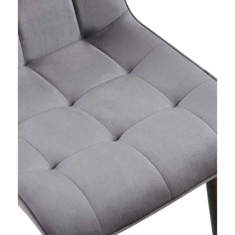 Chaise moderne capitonnée en Velours Gris foncé Métal Noir Lorveth - 4