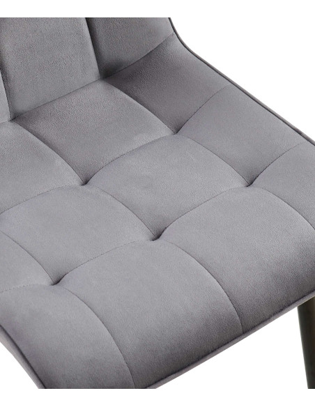 Chaise moderne capitonnée en Velours Gris foncé Métal Noir Lorveth - 4