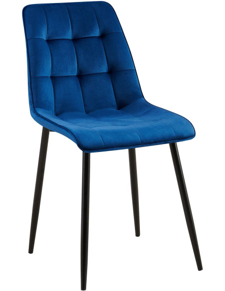 Chaise moderne capitonnée en Velours Bleu foncé Métal Noir Lorveth - 1