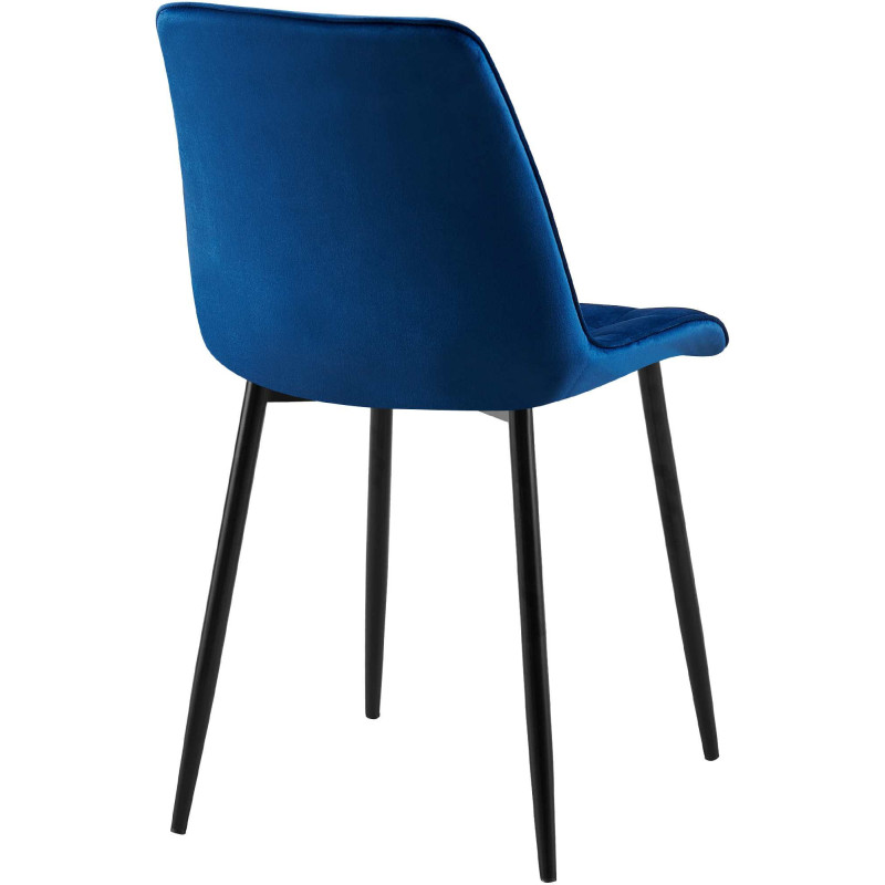 Chaise moderne capitonnée en Velours Bleu foncé Métal Noir Lorveth - 2